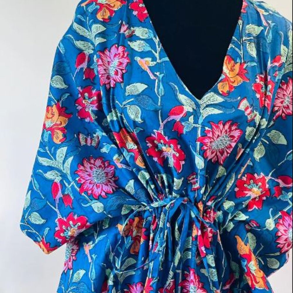 BRAND NEW Women Indian Handmade Cotton Kaftan Dress Hand Block Print Drees - Picture 5 of 7